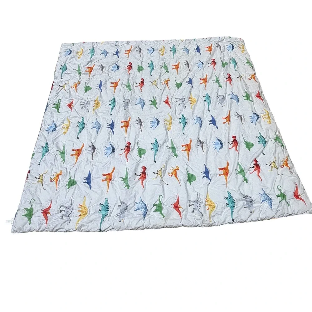 Pottery Barn Kids Finn Dino Full Queen Comforter Cotton White Retired Bedding